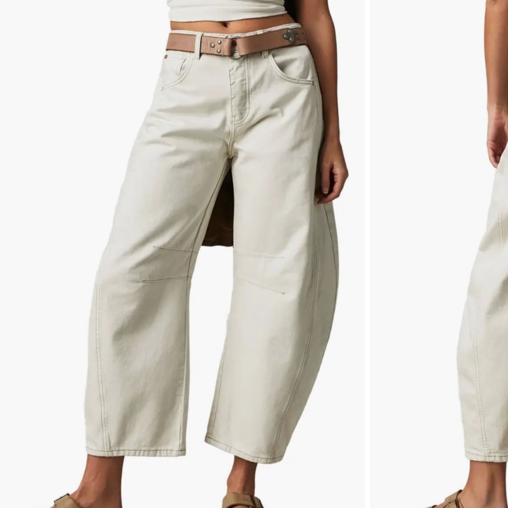 Free People Good Luck Mid Rise Barrel Leg Jeans